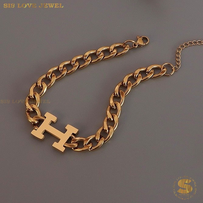 Big H Cuban Link Bracelet B053