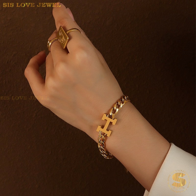 Big H Cuban Link Bracelet B053