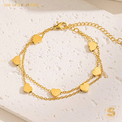 Double Layer Love Bracelet B090 Gold
