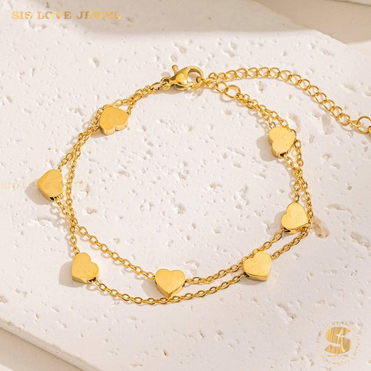 Double Layer Love Bracelet B090 Gold