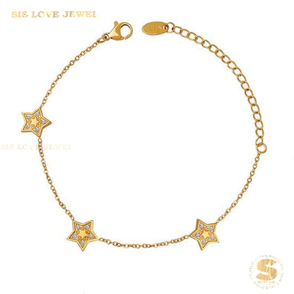 3 Star Zirconia Bracelet B136