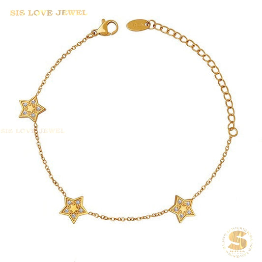 3 Star Zirconia Bracelet B136