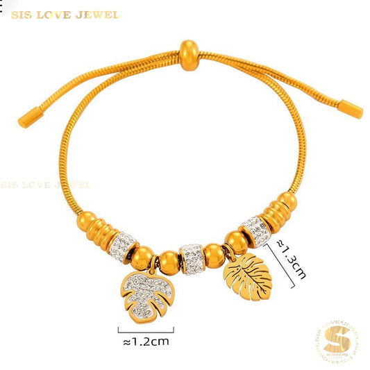 Leaf Charm Adjustable Bracelet B144