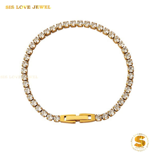 Thin Tennis Bracelet B148 White