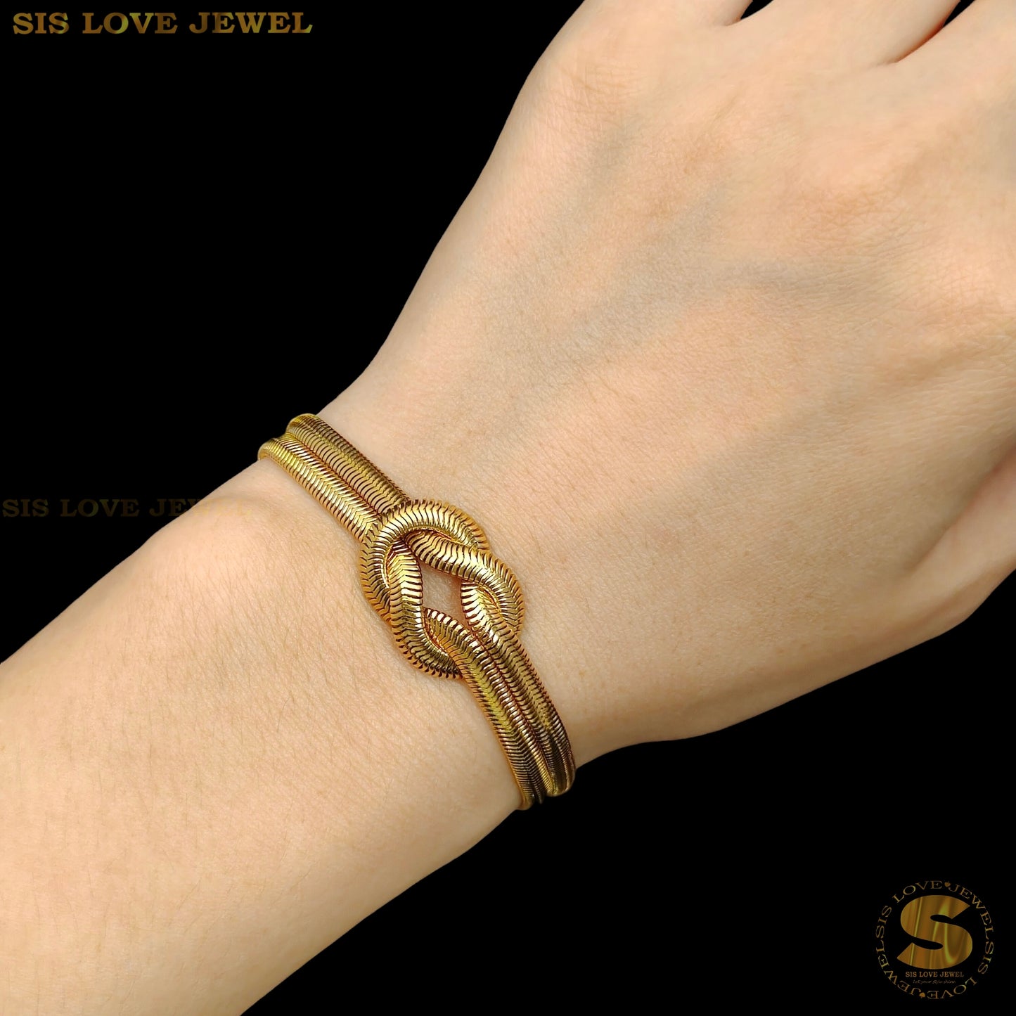 Love Knot Double Layers Snake Chain Bracelet B153