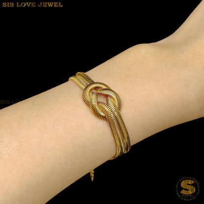 Love Knot Double Layers Snake Chain Bracelet B153