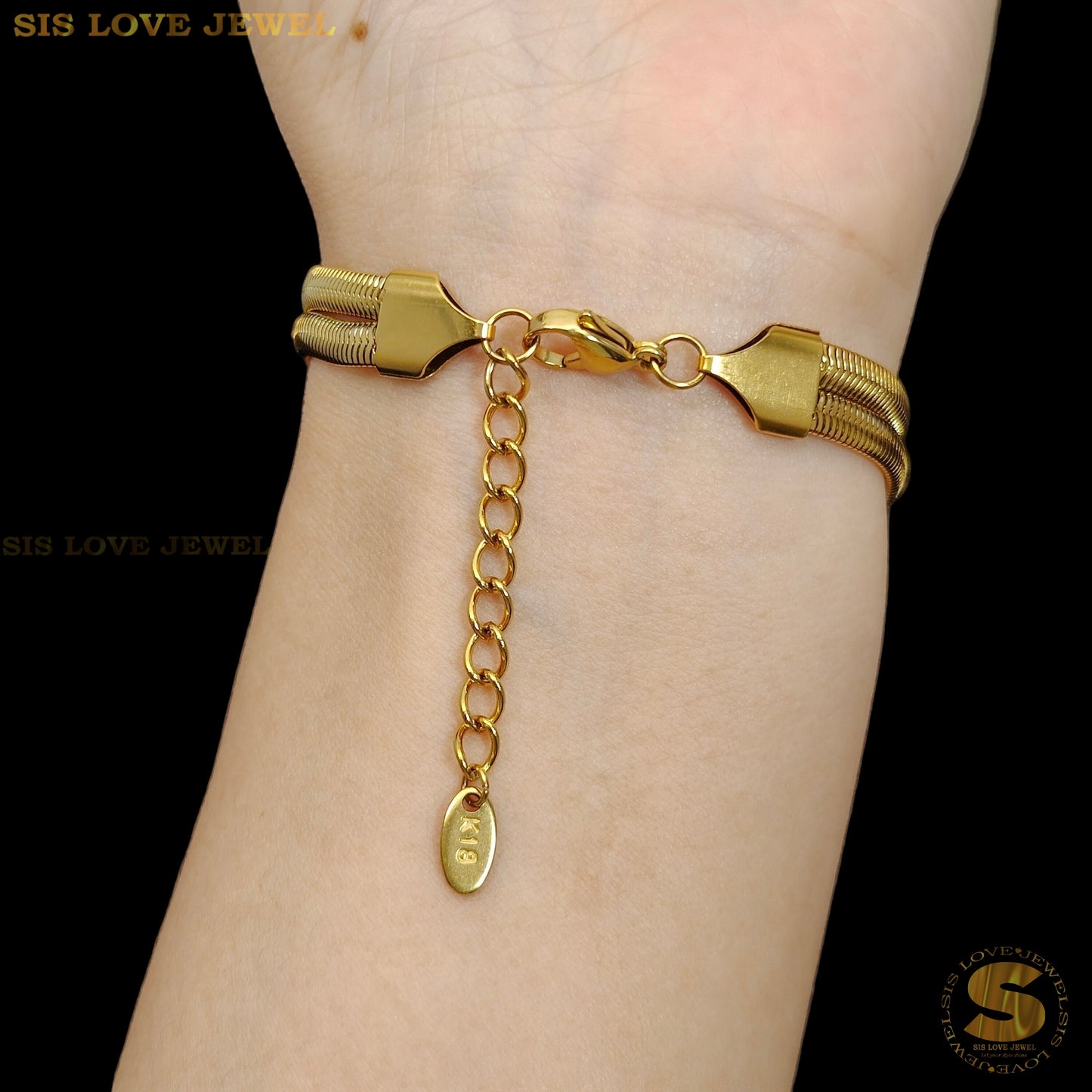 Love Knot Double Layers Snake Chain Bracelet B153