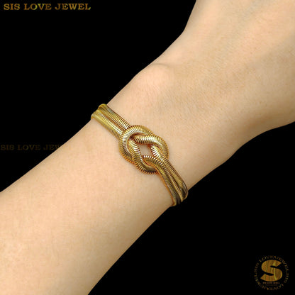 Love Knot Double Layers Snake Chain Bracelet B153