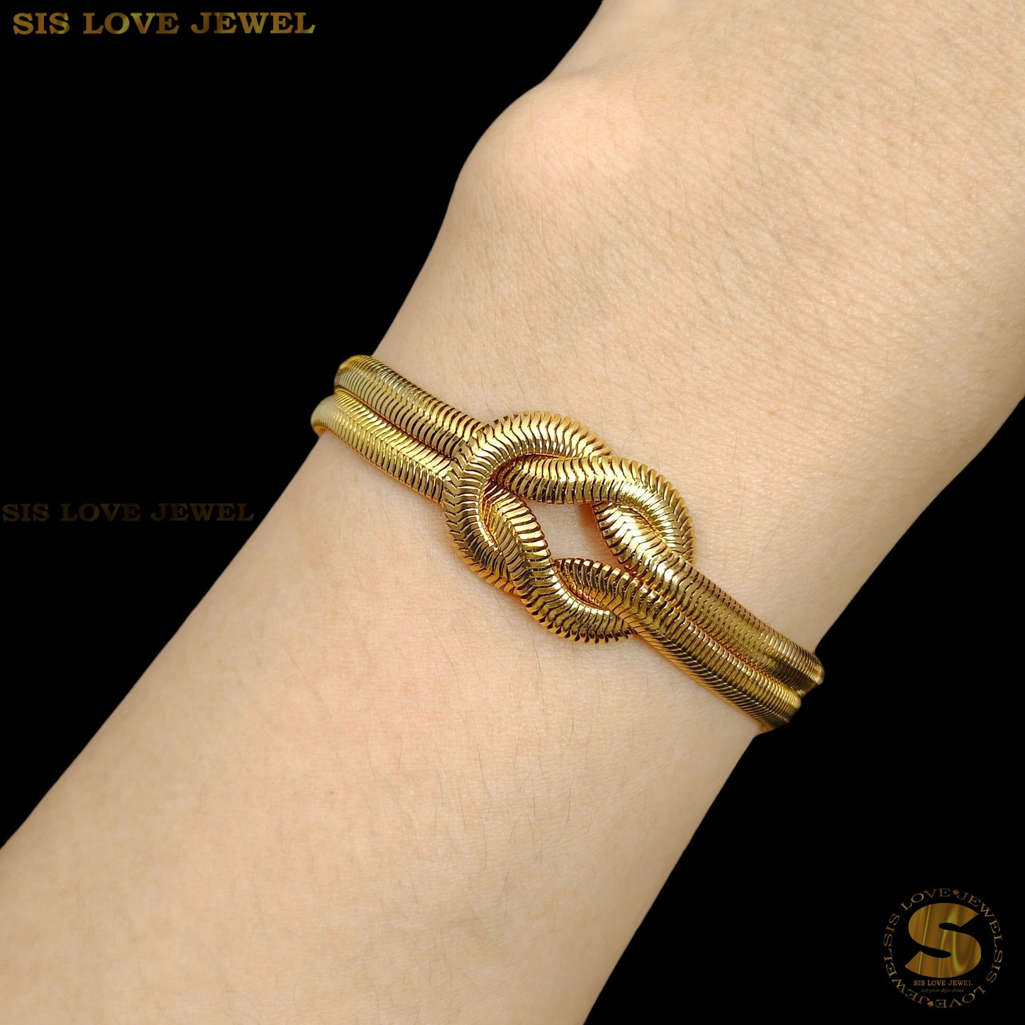 Love Knot Double Layers Snake Chain Bracelet B153