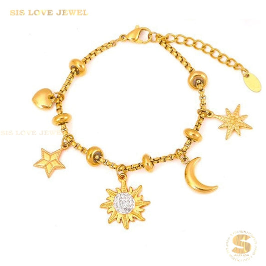 Star Moon Charm Bracelet B156
