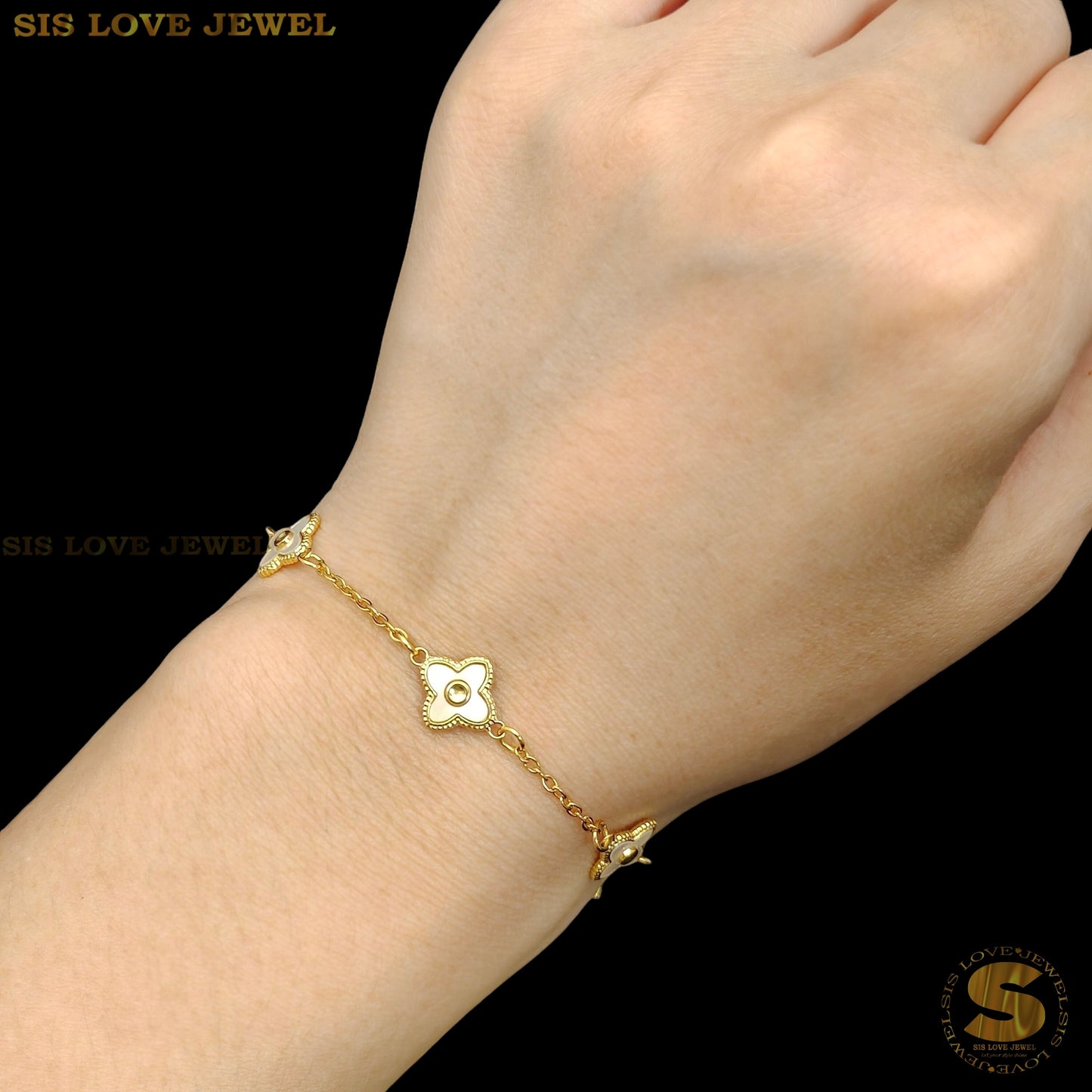 Double Sides Shell Clover Bracelet B161