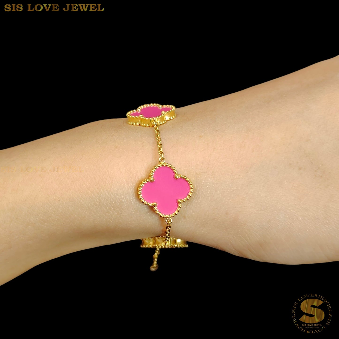 Hotpink Color Clover Bracelet B162