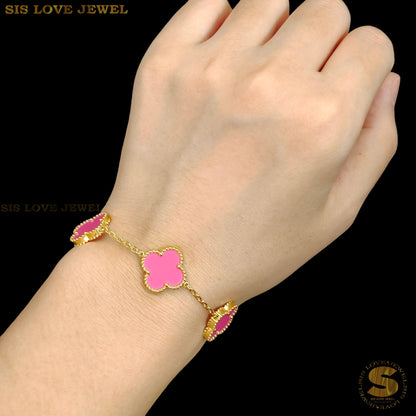 Hotpink Color Clover Bracelet B162