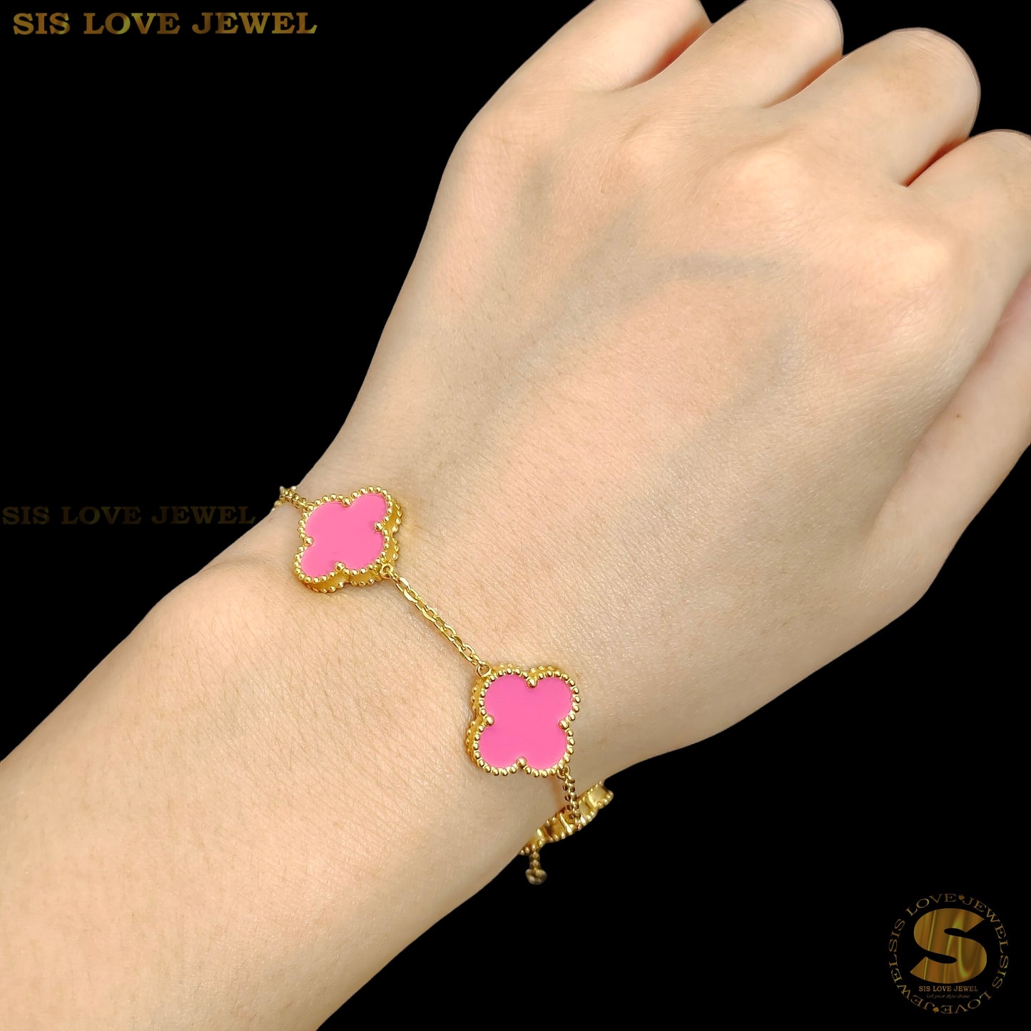 Hotpink Color Clover Bracelet B162