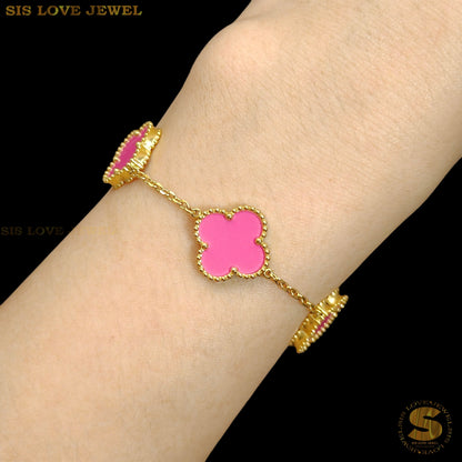 Hotpink Color Clover Bracelet B162