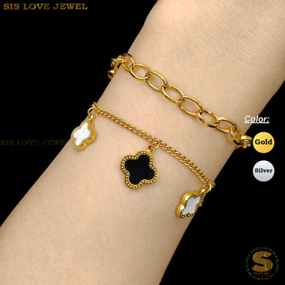 Double Layers Clover Bracelet B196