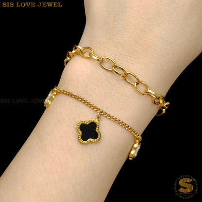 Double Layers Clover Bracelet B196