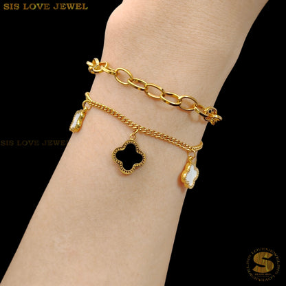 Double Layers Clover Bracelet B196