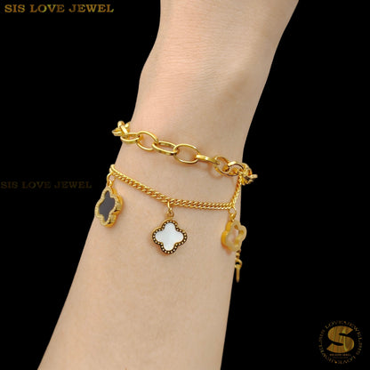 Double Layers Clover Bracelet B196