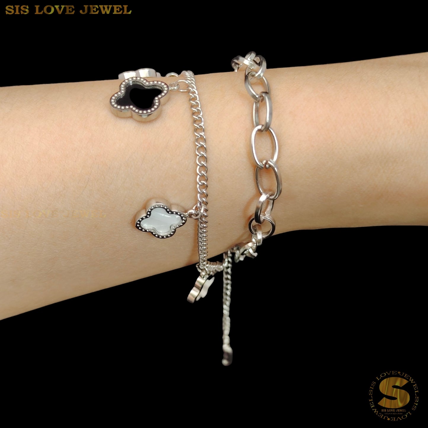 Double Layers Clover Bracelet B196