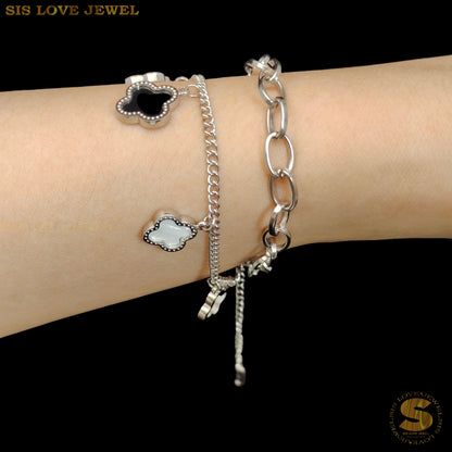 Double Layers Clover Bracelet B196