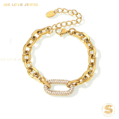 Zirconia Titanium Chain Bracelet B221
