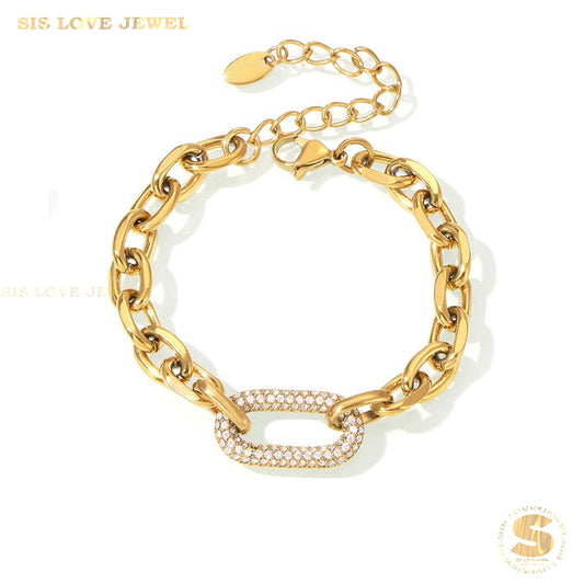 Zirconia Titanium Chain Bracelet B221