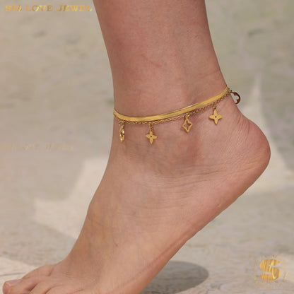 Double Layer Gold Plated Anklet A041