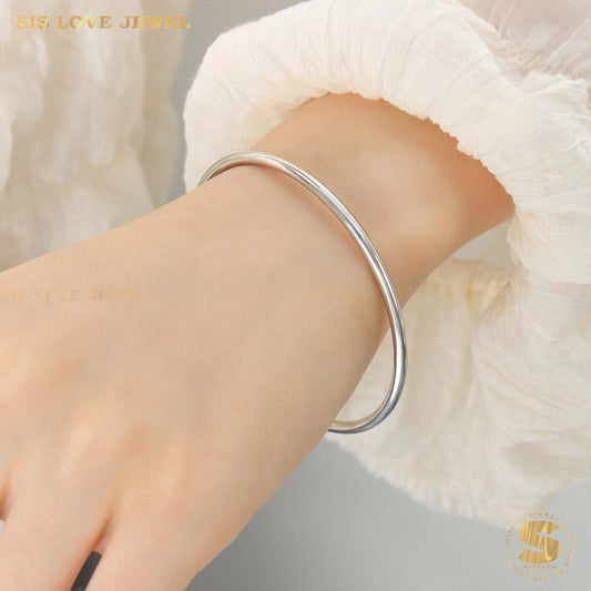 Modern Silver Plain Round Bangle H001 Silver