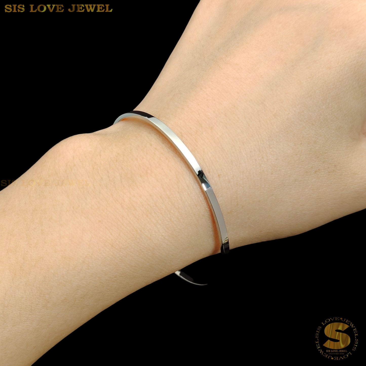 Silver Color Thin Plain Round Bangle H005