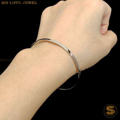 Silver Color Thin Plain Round Bangle H005