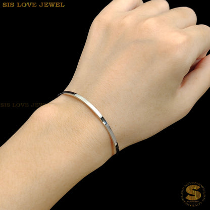 Silver Color Thin Plain Round Bangle H005