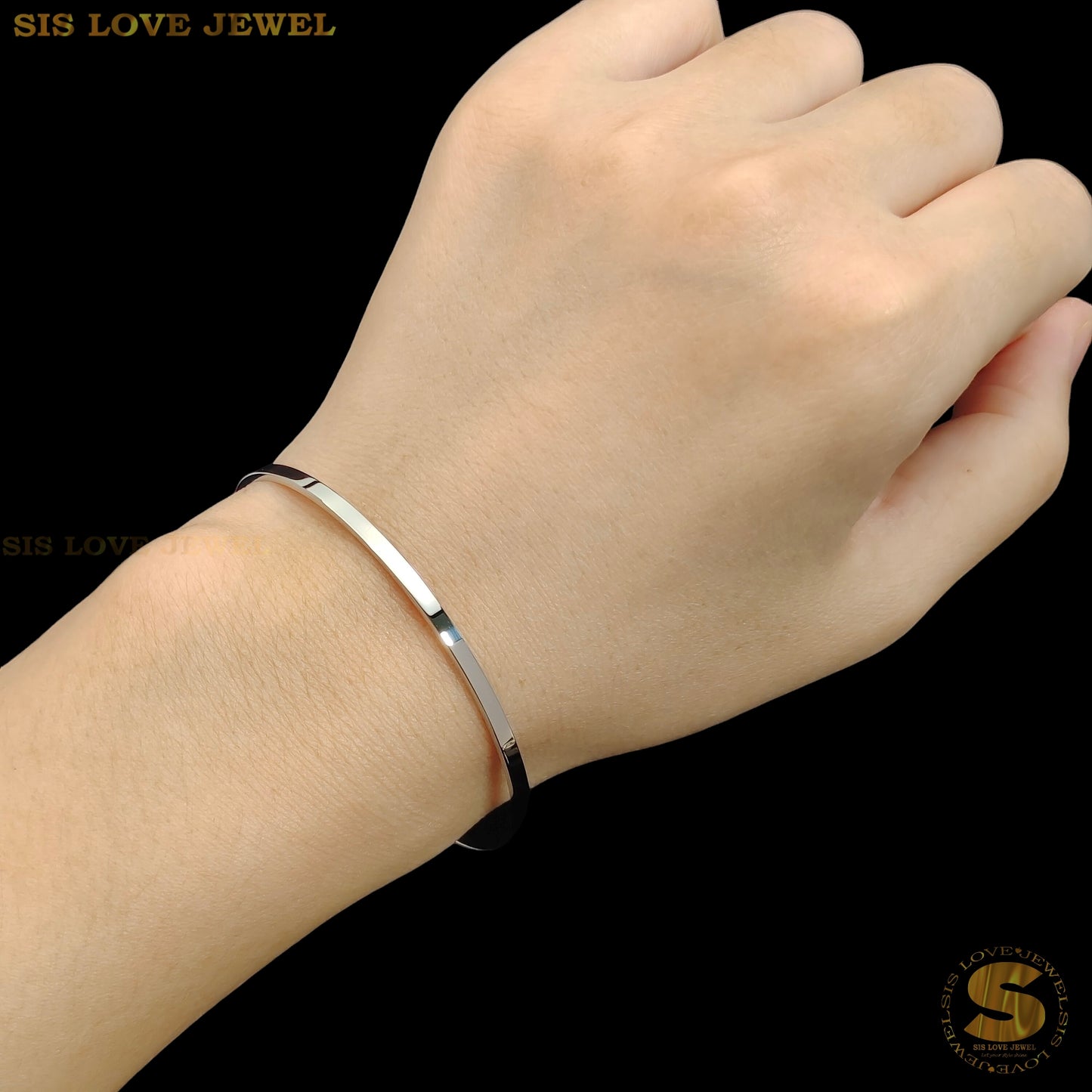 Silver Color Thin Plain Round Bangle H005