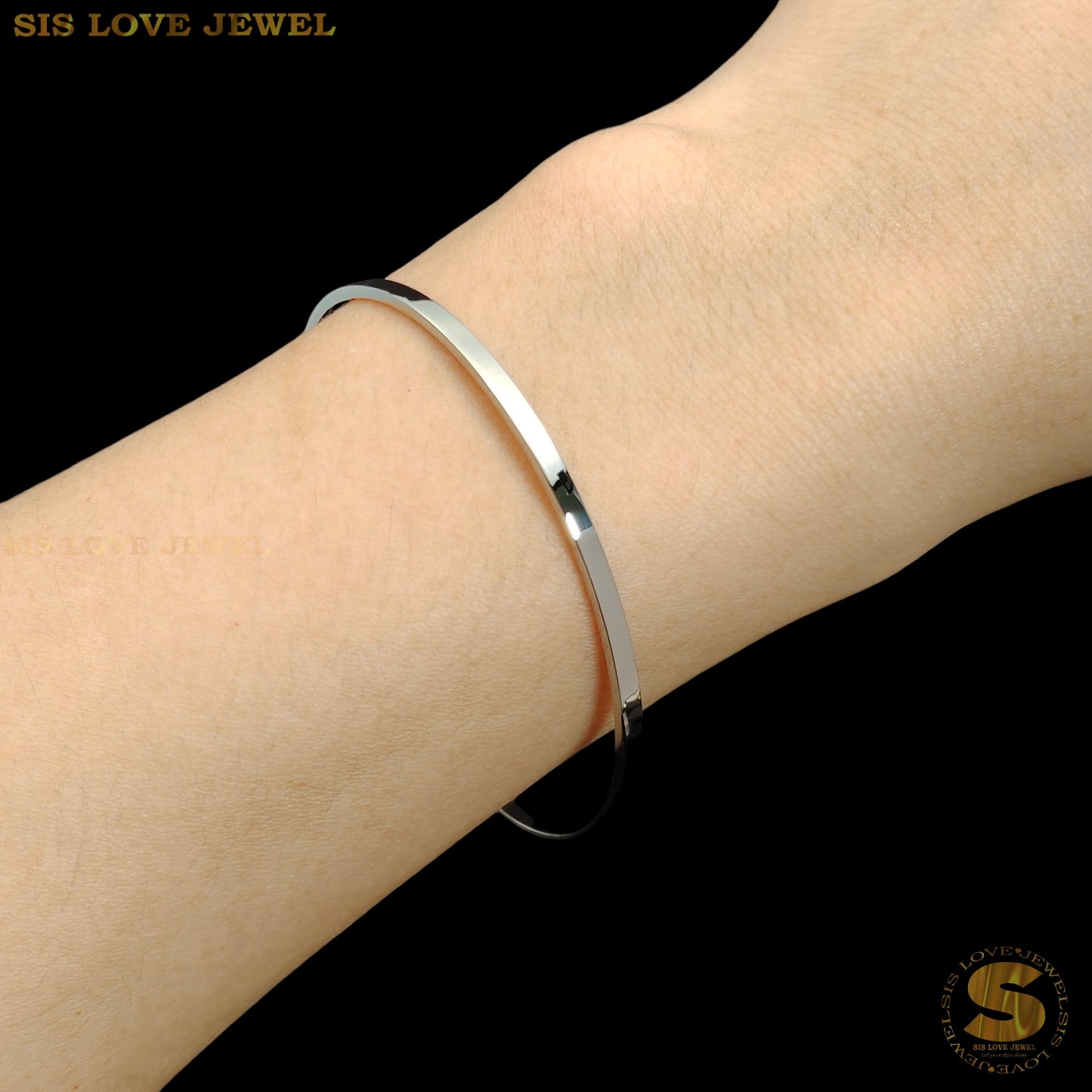 Silver Color Thin Plain Round Bangle H005