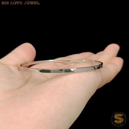 Silver Color Thin Plain Round Bangle H005