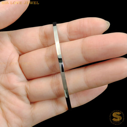 Silver Color Thin Plain Round Bangle H005