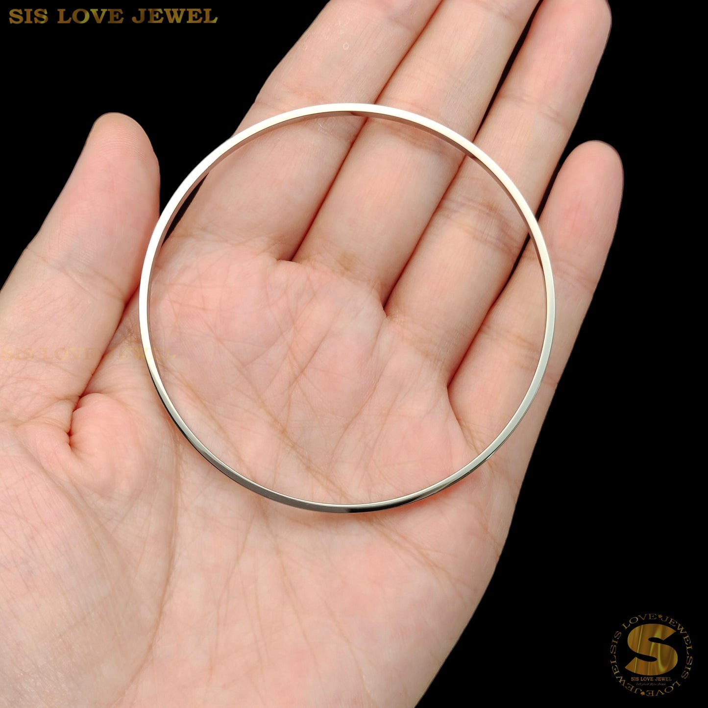 Silver Color Thin Plain Round Bangle H005