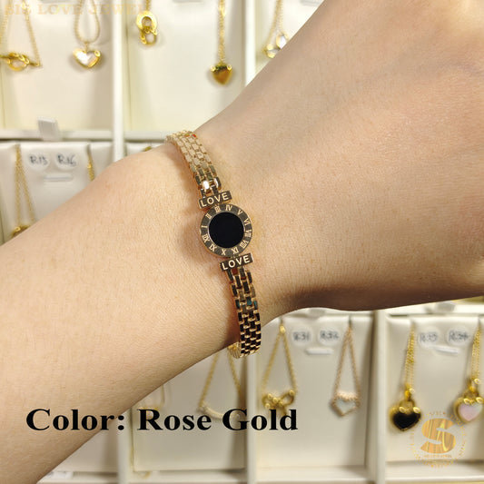 Fashion Roman Oval Bangle Gold/Rose-Gold H010