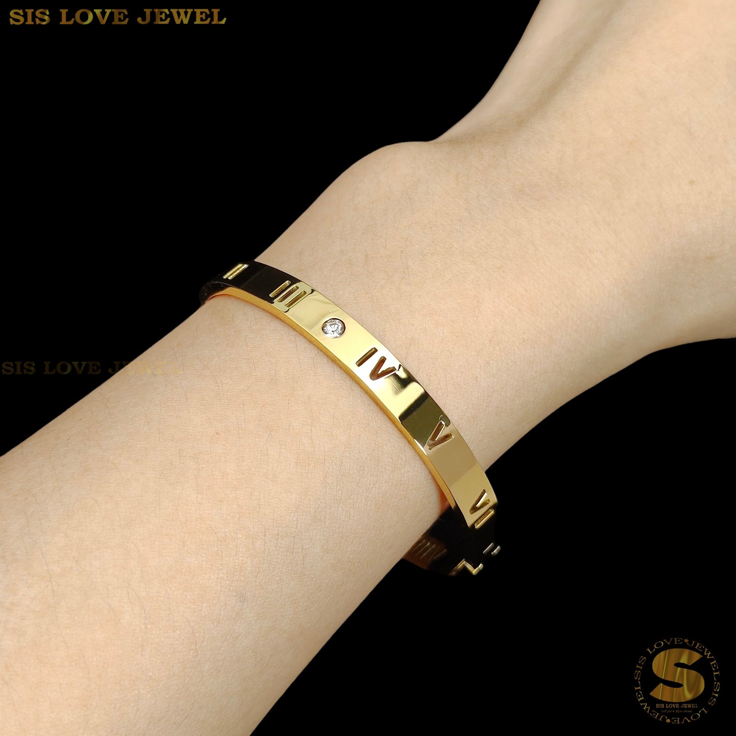 Simple Roman Oval Bangle (Gold / Silver) H013