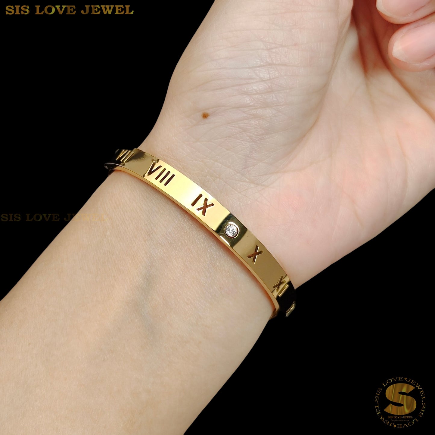 Simple Roman Oval Bangle (Gold / Silver) H013