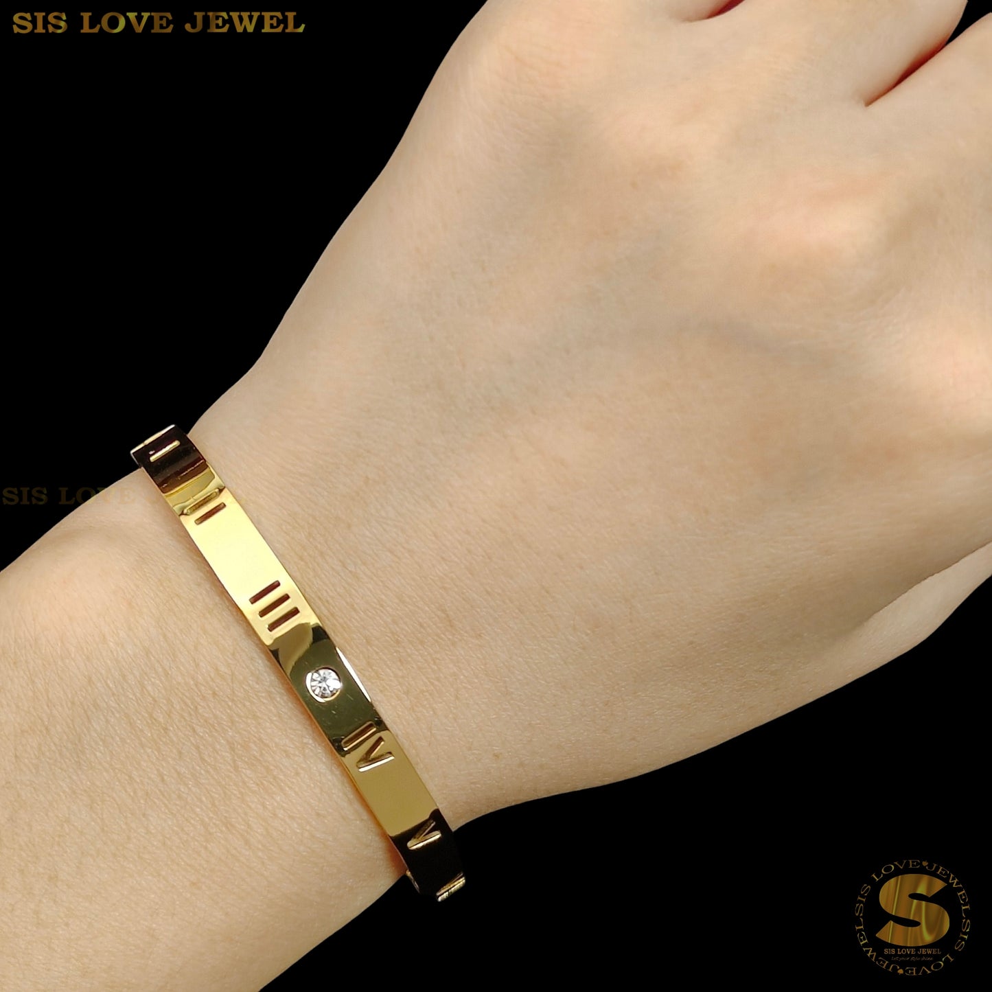 Simple Roman Oval Bangle (Gold / Silver) H013