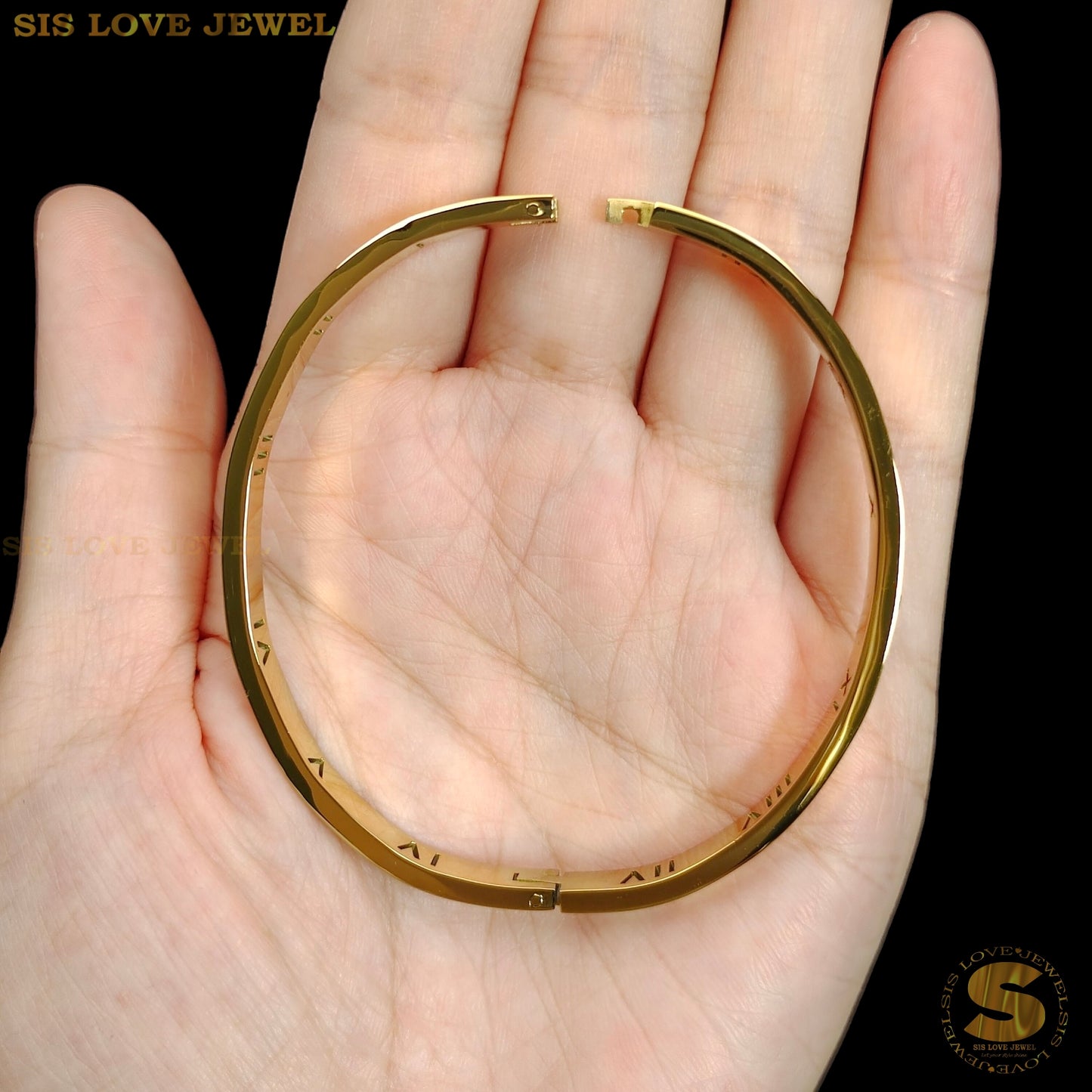 Simple Roman Oval Bangle (Gold / Silver) H013