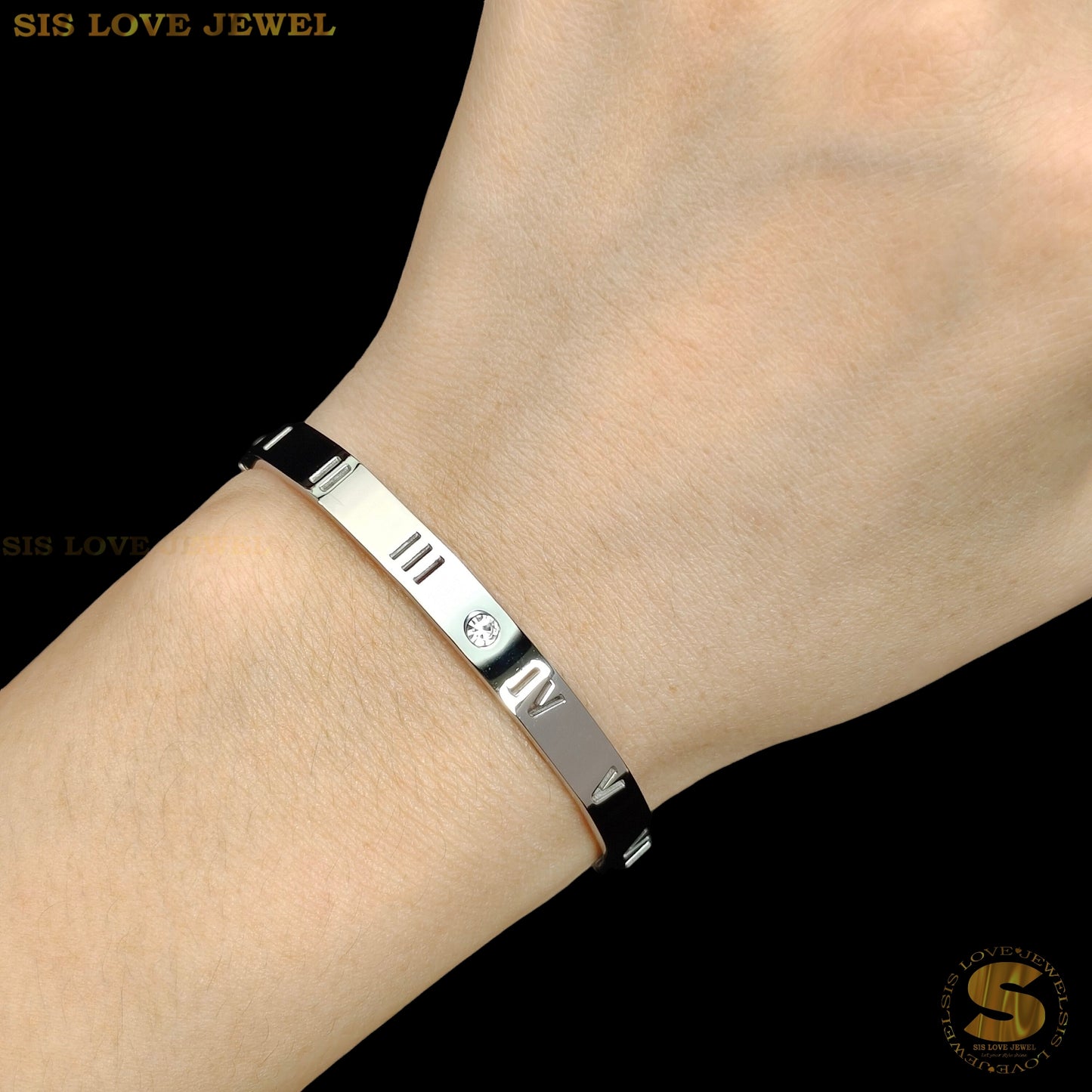 Simple Roman Oval Bangle (Gold / Silver) H013