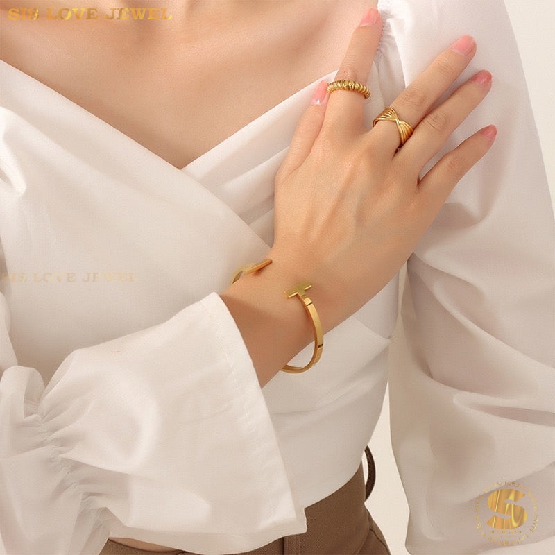 H-Shape Adjustable Bangle H018 Gold
