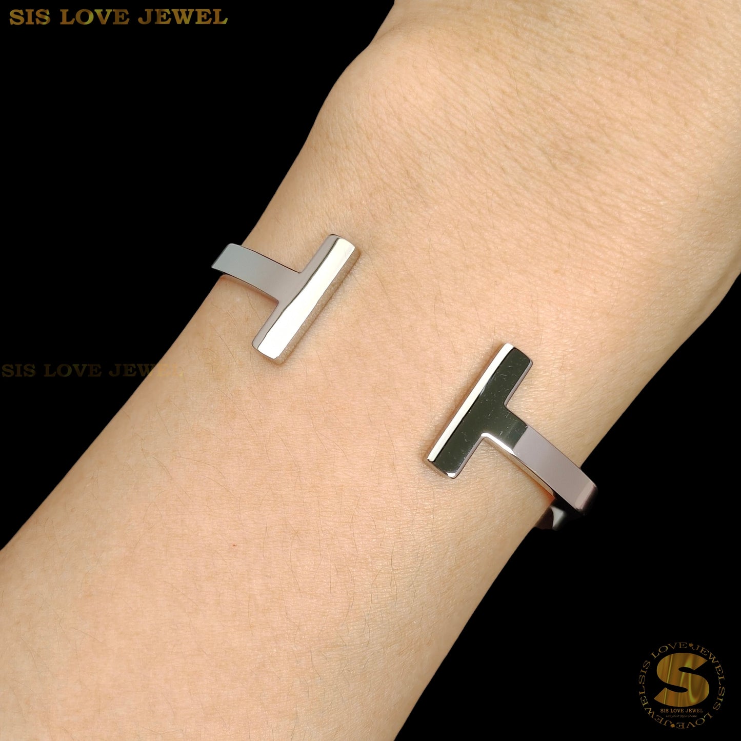 H-Shape Adjustable Bangle H018 Silver