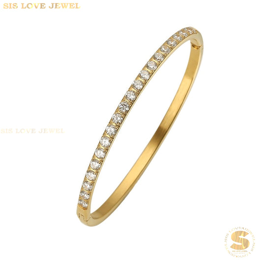 Half Row Zircon Bangle H024 Gold