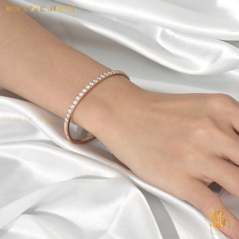 Half Row Zircon Bangle H024 Gold