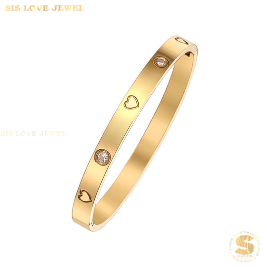Love Zirconia Oval Bangle H030 Gold