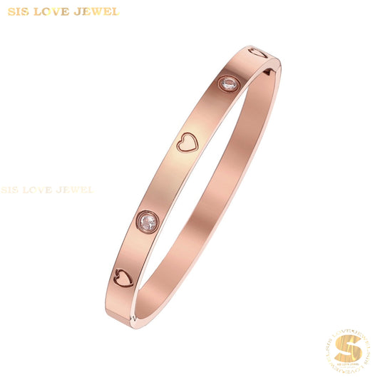 Sparkling Zirconia Oval Bangle H030 Rose Gold