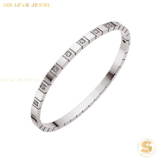 Silver Bee Zirconia Bangle H033 Silver
